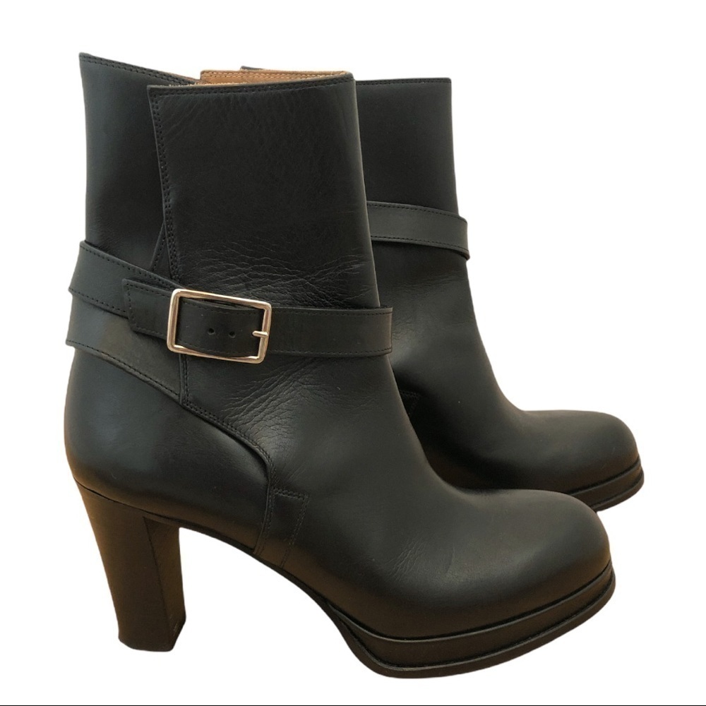 Acne | Black Leather Platform Ankle Boots - Size IT 39